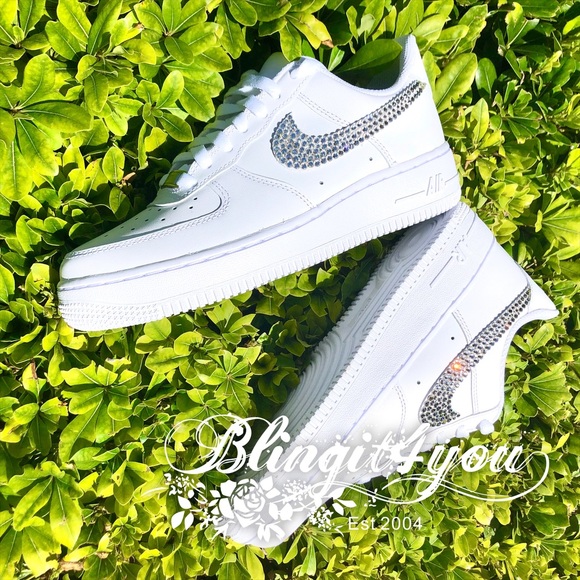 Bling 2 swooshes Swarovski crystal Nike AF1 shoes - Picture 4 of 8